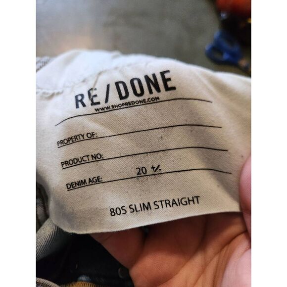 Re/Done Originals 80s Slim Straight Brisk Blue With Rips Women's Size 31 - Picture 5 of 5